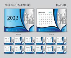 ensemble de modèles de calendrier 2022, calendrier de bureau 2022 année et conception de couverture, conception de planificateur, image vectorielle eps10 vecteur