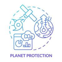 icône de concept de dégradé bleu planète protection vecteur