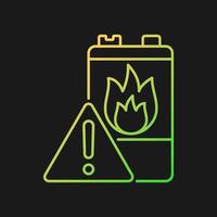 icône de vecteur de gradient d'inflammabilité de la batterie pour le thème sombre. point d'éclair de l'accumulateur. emballement thermique. risque de départ de feu. symbole de couleur de ligne mince. pictogramme de style moderne. dessin de contour isolé de vecteur