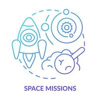 icône de concept de dégradé bleu missions spatiales vecteur