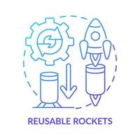 icône de concept de dégradé bleu fusées réutilisables