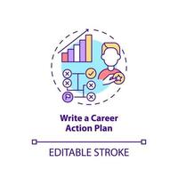 écrire l'icône de concept de plan d'action de carrière