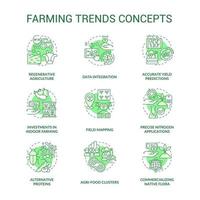 ensemble d'icônes de concept vert de tendances agricoles vecteur