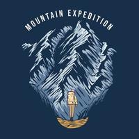 logo d'illustration d'expédition en montagne vecteur
