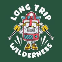 conception de t-shirt de randonnée, citations de camping sauvage pour un long voyage vecteur