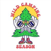 conception de t-shirt à la mode saison de camping sauvage vecteur