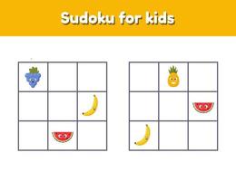 sudoku pour les enfants avec des images. rébus logique pour les enfants d'âge préscolaire et scolaire. jeu éducatif. des fruits.