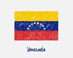 marqueur de drapeau du venezuela ou vecteur d'illustration de croquis au crayon