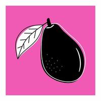 icône plate de fruits avocat noir vecteur