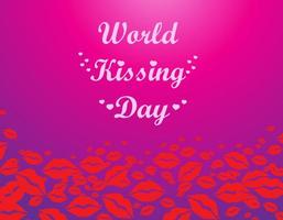 lettrage de la journée mondiale des baisers dans les lèvres. modèle de carte, affiche, impression. vecteur
