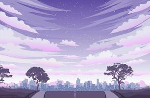 paysage de vue violet anime japonais vecteur