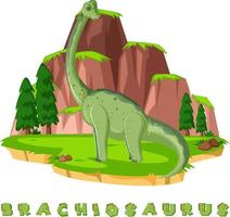 wordcard dinosaure pour brachiosaurus vecteur