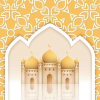 illustration de la mosquée, motif d'ornement, fond de carte de voeux ramadan kareem, eid mubarak, couleur vectorielle douce vecteur