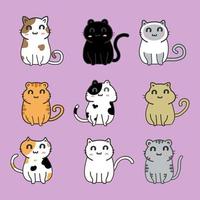 vecteur de jeu de dessin animé de chats mignons