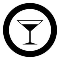 icône de verre à martini couleur noire en cercle ou rond vecteur