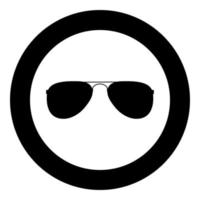 L'icône de lunettes de couleur noire en cercle vecteur