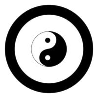 icône symbole yin yang couleur noire en cercle vecteur