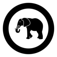 L'icône de l'éléphant de couleur noire en cercle vecteur