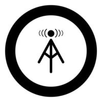 L'icône de la tour radio couleur noire en cercle vecteur