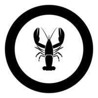 L'icône du poisson craw couleur noire en cercle vecteur