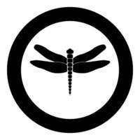 Icône noire libellule en illustration vectorielle cercle vecteur