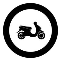 icône noire de scooter dans l'illustration vectorielle de cercle vecteur