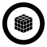 Rubic's cube jeu forme icône noire en cercle illustration vectorielle vecteur