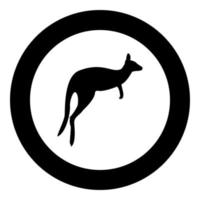 icône kangourou couleur noire en cercle vecteur