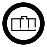 icône noire de plan d'appartement dans l'illustration vectorielle de cercle isolée. vecteur