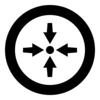 quatre flèches pointent vers l'icône point noir couleur illustration vectorielle simple image vecteur