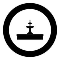 L'icône de la fontaine de couleur noire en cercle vecteur