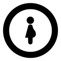 femme enceinte icône noire en cercle illustration vectorielle vecteur