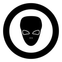 visage ou tête extraterrestre extraterrestre icône noire dans l'illustration vectorielle de cercle isolée. vecteur