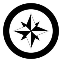 icône rose des vents en couleur noire en cercle ou en rond vecteur