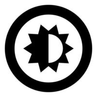 icône de réglage de la luminosité et du contraste couleur noire en cercle vecteur