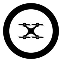 icône de drone couleur noire en cercle vecteur