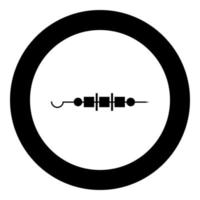 icône shish kebab couleur noire en cercle vecteur