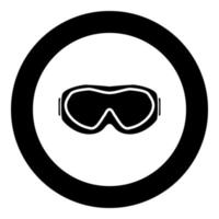 icône de lunettes de ski couleur noire en cercle vecteur