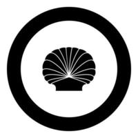 icône noire de coquille dans l'illustration vectorielle de cercle vecteur