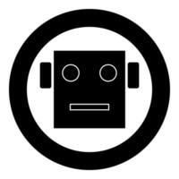 L'icône de la tête du robot de couleur noire en cercle vecteur