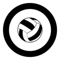L'icône de ballon de volley-ball de couleur noire en cercle vecteur
