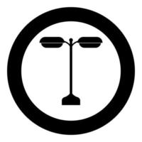 réverbère ou lampe icône noire en cercle vecteur