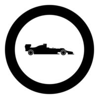 silhouette d'une icône de voiture de course couleur noire en cercle vecteur