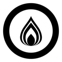 icône de feu couleur noire en cercle vecteur