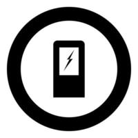 icône de station de charge de voiture électrique couleur noire en cercle vecteur