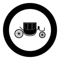 icône noire du chariot dans l'illustration vectorielle du cercle vecteur