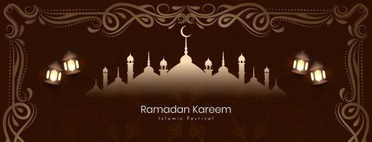 conception de bannière de fête traditionnelle islamique ramadan kareem vecteur