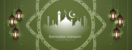 bannière de voeux festival islamique ramadan kareem religieux avec mosquée vecteur