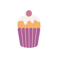 cupcake à la cerise, muffin sucré, illustration vectorielle à plat vecteur