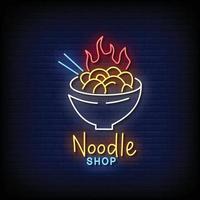 noodle shop enseignes au néon style texte vecteur